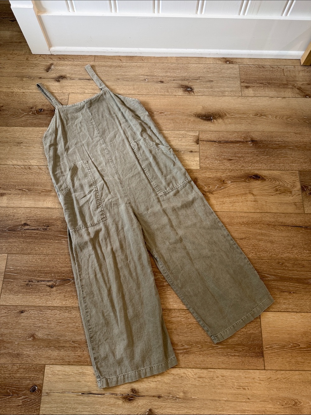 Universal Thread Olive Green Wide-Leg Linen-Blend Jumpsuit